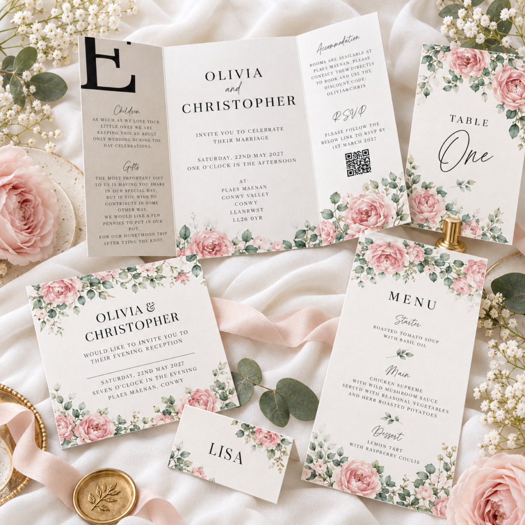 Gatefold Wedding Stationery Package - package guide image